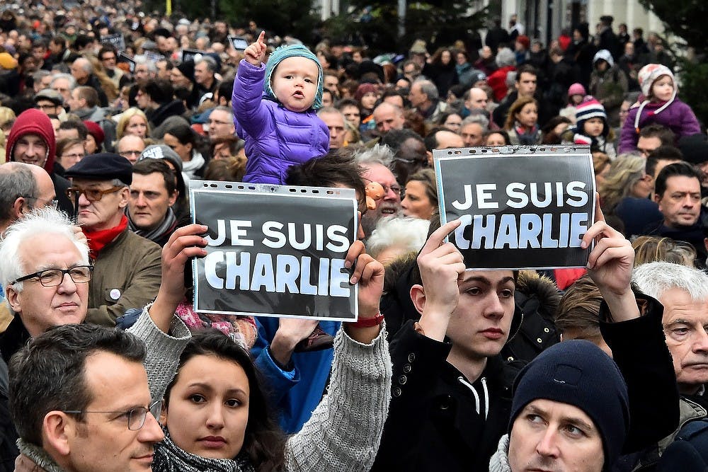 <p>Thousands of people gather during a demonstration march in Lille, France, on Saturday, Jan. 10, 2015, in support of the victims of this week's twin attacks in Paris. Hundreds of extra troops are being deployed around Paris after three days of terror in the French capital killed 17 people and left the nation in shock. (Patrick Delecroix/Maxppp/Zuma Press/TNS)</p>