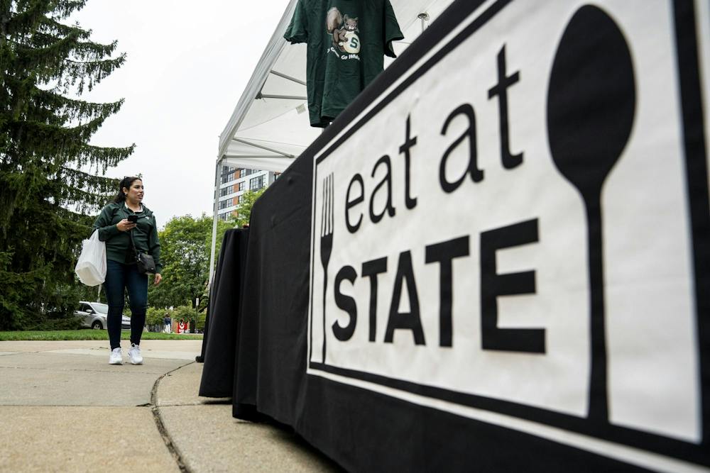 <p>The Eat at State pop-up tent works with the MSU Culinary Services to serve people at the MSU Union courtyard in East Lansing, Mich., on Wednesday, Sept. 16, 2026.</p>
