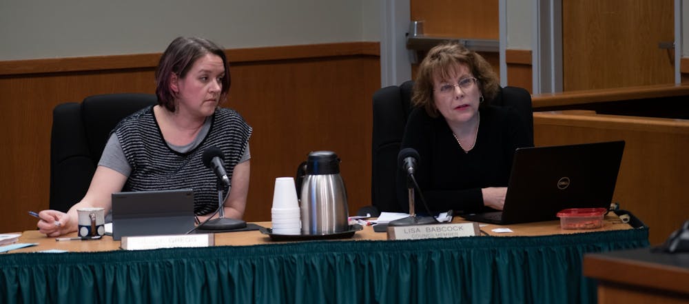 The East Lansing City Council holds a meeting on Mar. 11, 2020.