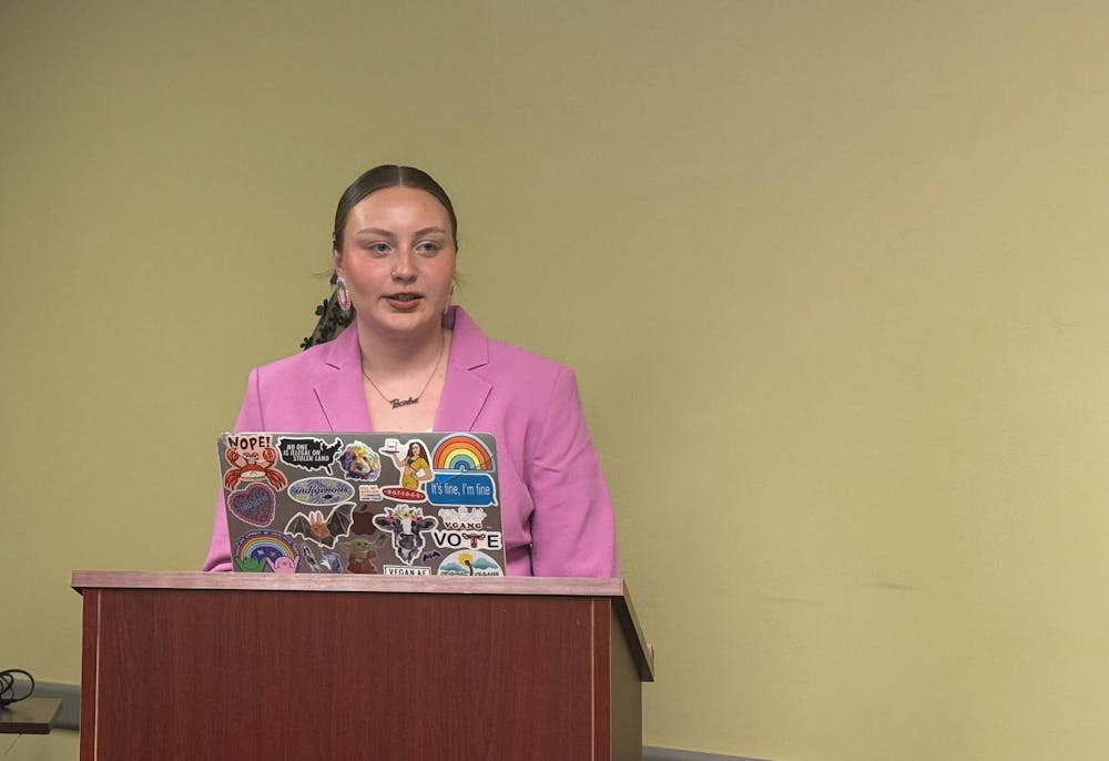 Kaylin Casper speaks to the Associated Students of MSU on April 17, 2025. 