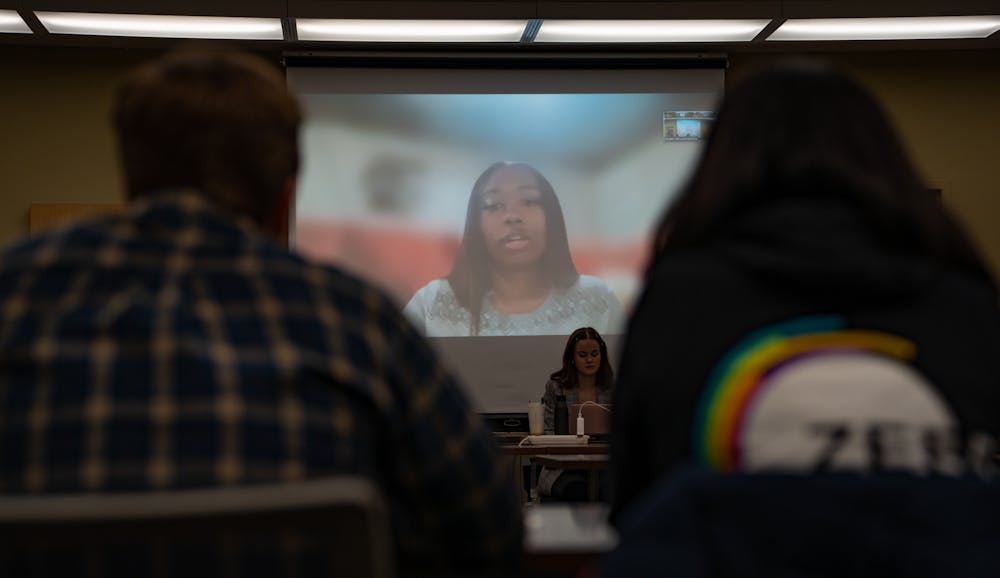 History, philosophy and sociology of science junior Simone Cleaves gives her speech via Zoom during the election for Vice President of Student Allocations. ASMSU held its annual vice president elections on April 21, 2022.