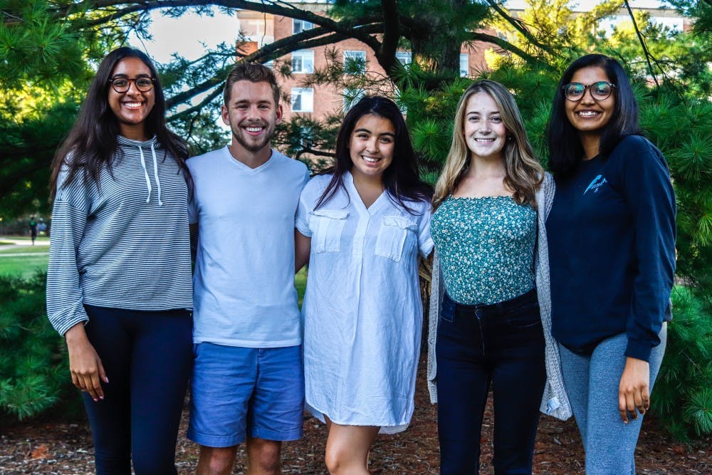 <p>DreaMSU members (left to right) Isha Nigam, Finn Hopkins, Ayssa Ratcliffe, Erin Fuller and Shiksha Sneha pose for a photo on Sept. 16. The group meets every other Monday at 6:30 p.m. in Case Hall.</p>