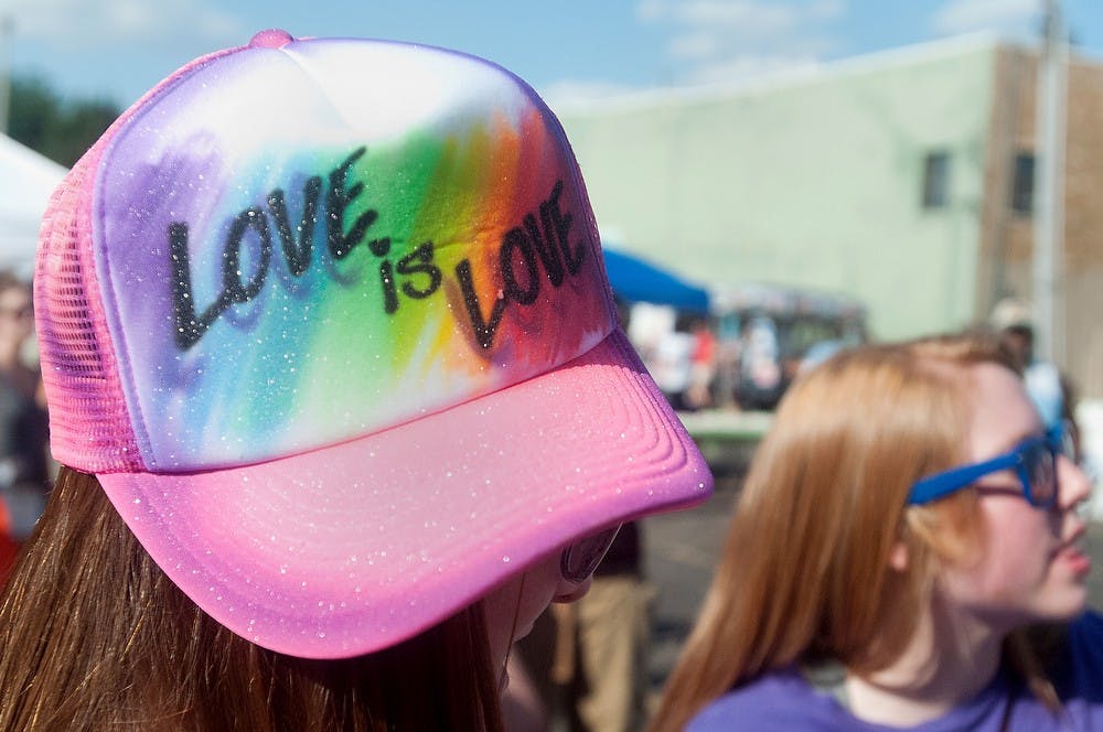 	<p>Charlotte, Mich. resident Mallery Mead attends the Michigan Pride Festival on Aug. 24, 2013, in Lansing. Along with the festival, there was also a Pride March to the Capitol, a commitment ceremony, and rally held at the Capitol. Katie Stiefel/The State News</p>