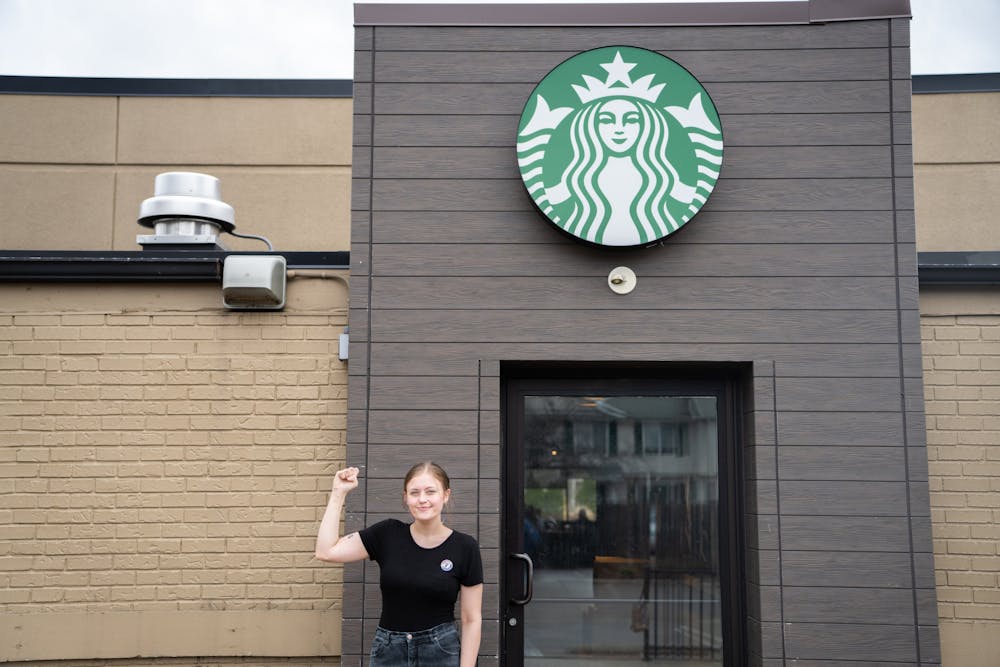 <p>Starbucks employee and union organizer Emily Grasel on April 13, 2022.</p>