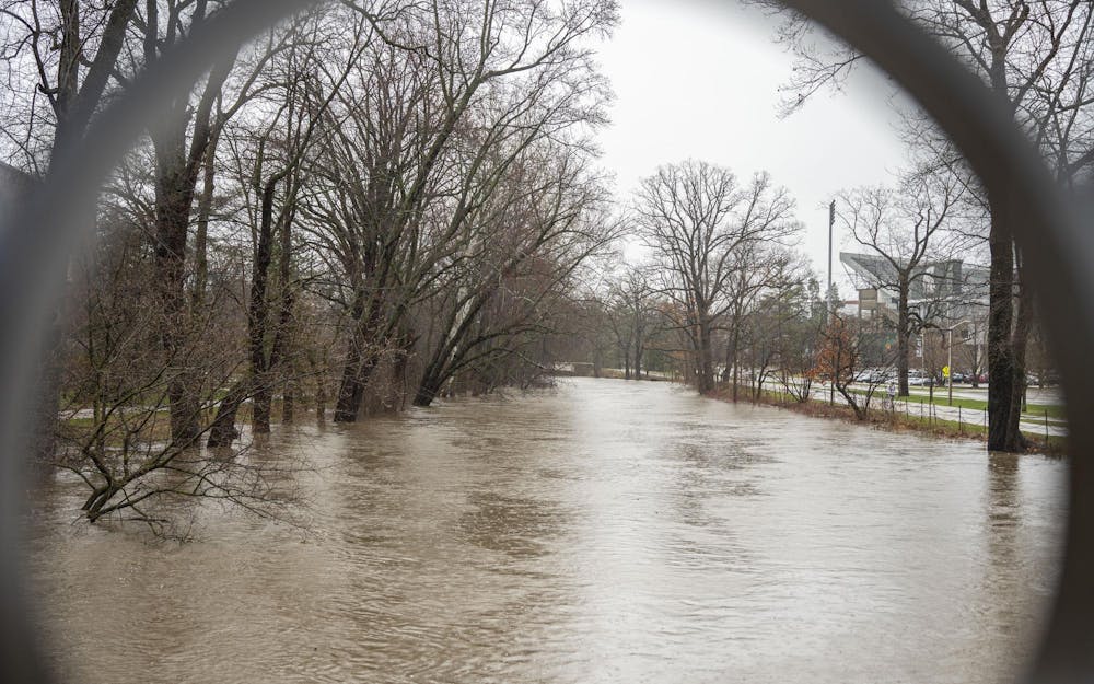 Flooding around the Red Cedar River continues on Wednesday, April 5, 2023 during a period of heavy rains. 