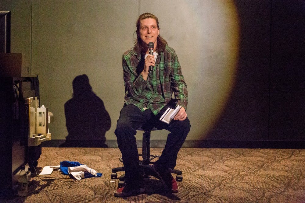 Nick Tenaglia performs during the Laughter is the Cure event on March 29, 2017 at 632 Bogue St. in East Lansing. Laughter is the Cure raises money for kids with cancer through comedy shows performed by Sam Silverstein and Nick Tenaglia. 