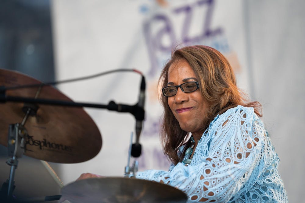 <p>Drummer Gayelynn McKinney performs at the East Lansing Jazz Festival on June 27, 2026, in East Lansing, Mich.</p>
