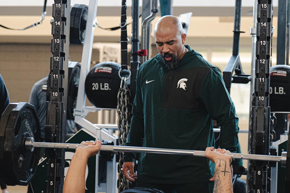Michigan State football players participate in Pro Day for NFL Scouters at the Duffy Daugherty and Clara Bell Smith Student Athlete Academic Center in East Lansing, MI, on March 19, 2026