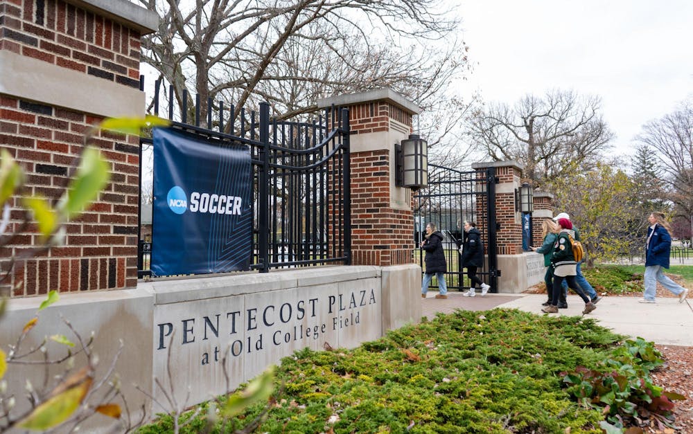 <p>Attendees enter DeMartin Stadium for the first round of the NCAA soccer tournament between Michigan State University and Western Michigan University on Nov. 16, 2024. The Spartans defeated the Broncos, 3-1.</p>