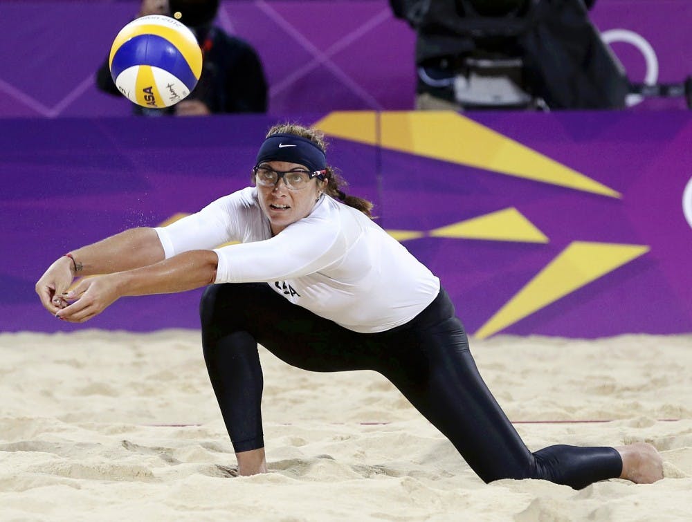 USA&apos;s Misty May-Treanor dives for a ball during a preliminary volleyball match against Czech Republic in the Summer Olympic Games in London, England on Monday, July 30, 2012. Vernon Bryant/Dallas Morning News/MCT