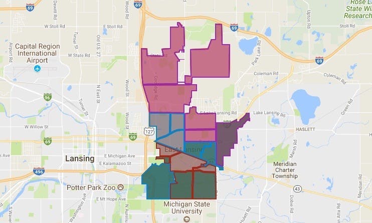 <p>A screenshot of the map breaking down how the precincts voted in the Nov. 7, 2017 election.</p>