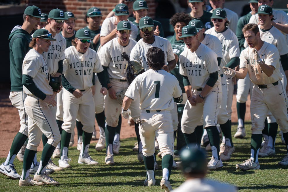 The stadium roars as sophmore Trent Farquhar gets MSU their first and only home run during the first game on March 20, 2022. MSU won 1-0 against Houston Baptist. 