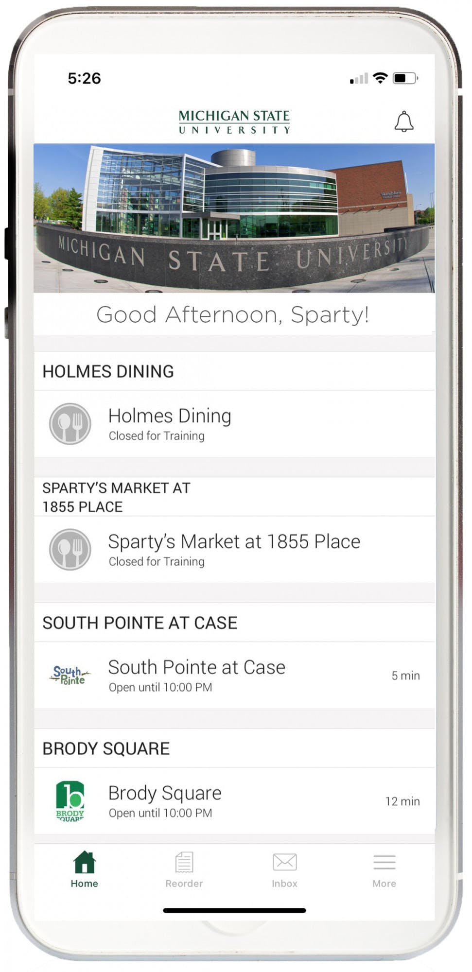 <p>A screenshot of the Eat At State app. Photo courtesy of Leah Ball</p>