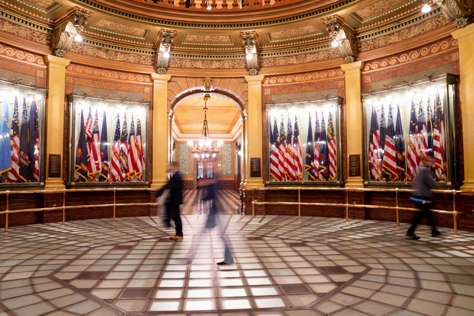 Guests arrive at at Gov. Gretchen Whitmer’s State of the State address in The House Chamber at the Capital Building in Lansing on Jan. 25, 2023. 