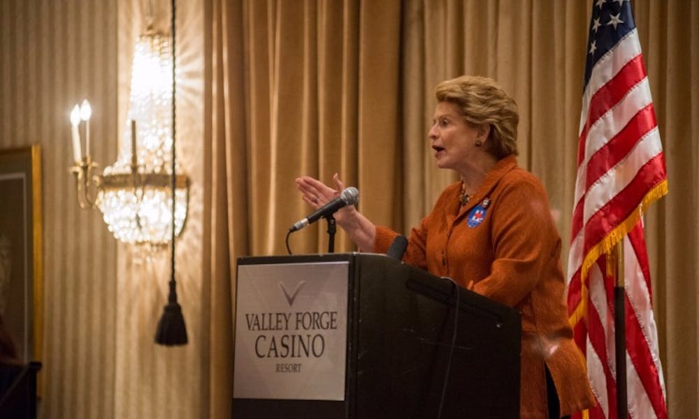 Sen. Debbie Stabenow, D-Mich., gives a speech on July 26, 2016, the second day of the Democratic National Convention, at Valley Forge Casino Resort in King of Prussia, Pa.