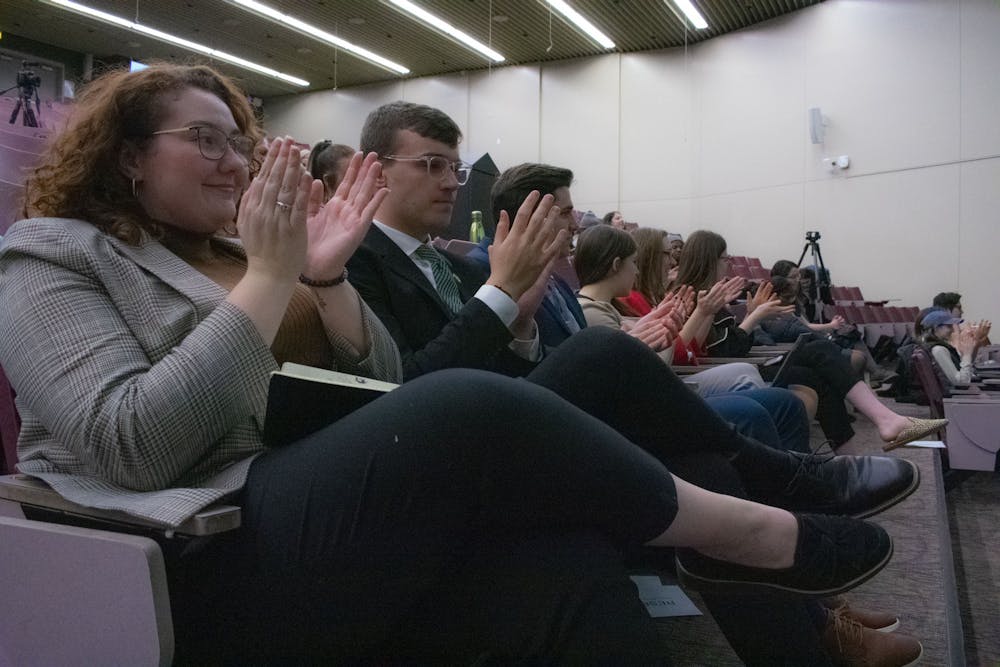 Students gathered to ask President Stanley questions about university related topics during the Ask Stanley Q&A hosted in the Business College Complex on February 18, 2020. 