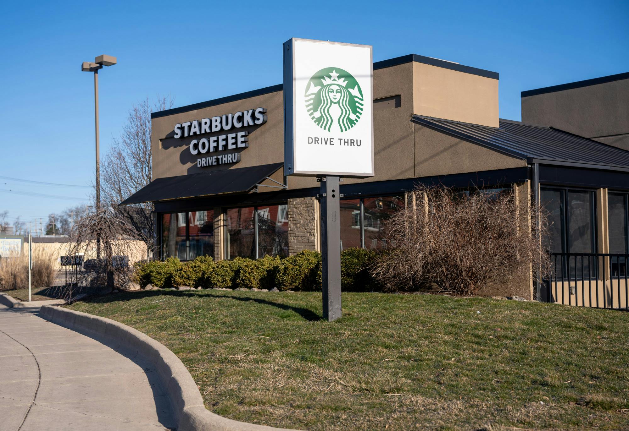 Starbucks located on Grand River and Stoddard captured on March 30, 2023.