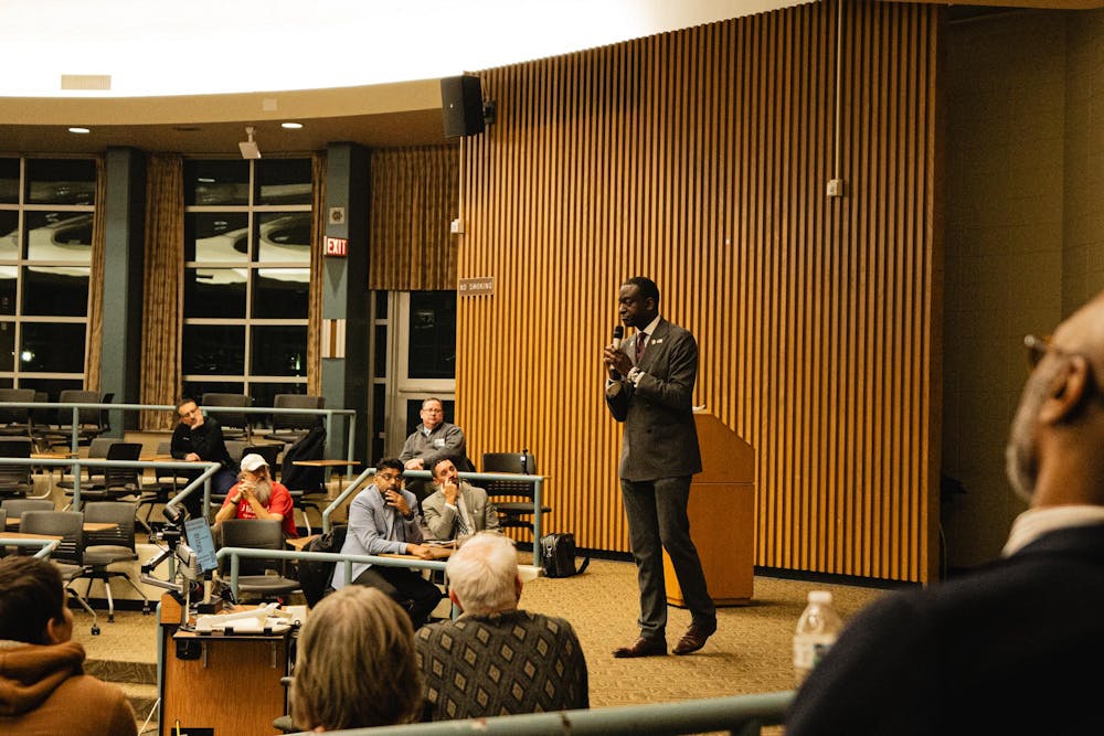Yusef Salaam talks to an audience at Erickson Kiva in East Lansing, MI, Jan. 21, 2026