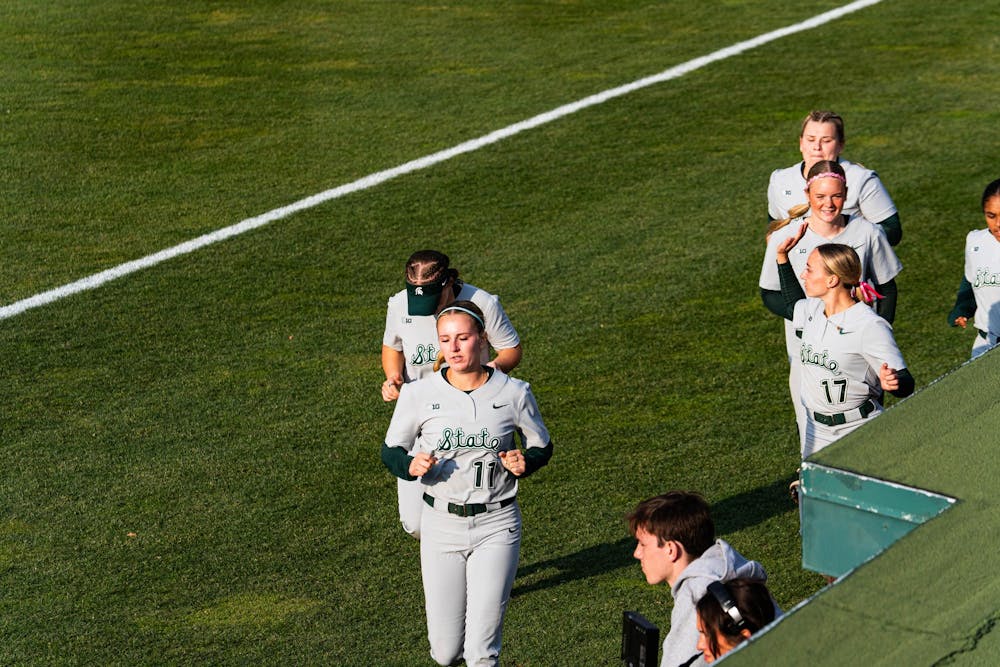 Team MSU during the MSU V Nebraska Softball game at Secchia Stadium in East Lansing, on March 20 2026.