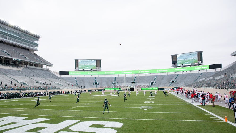 MSU recieves the ball from an OSU kickoff in Spartan Stadium on Dec. 5, 2020.