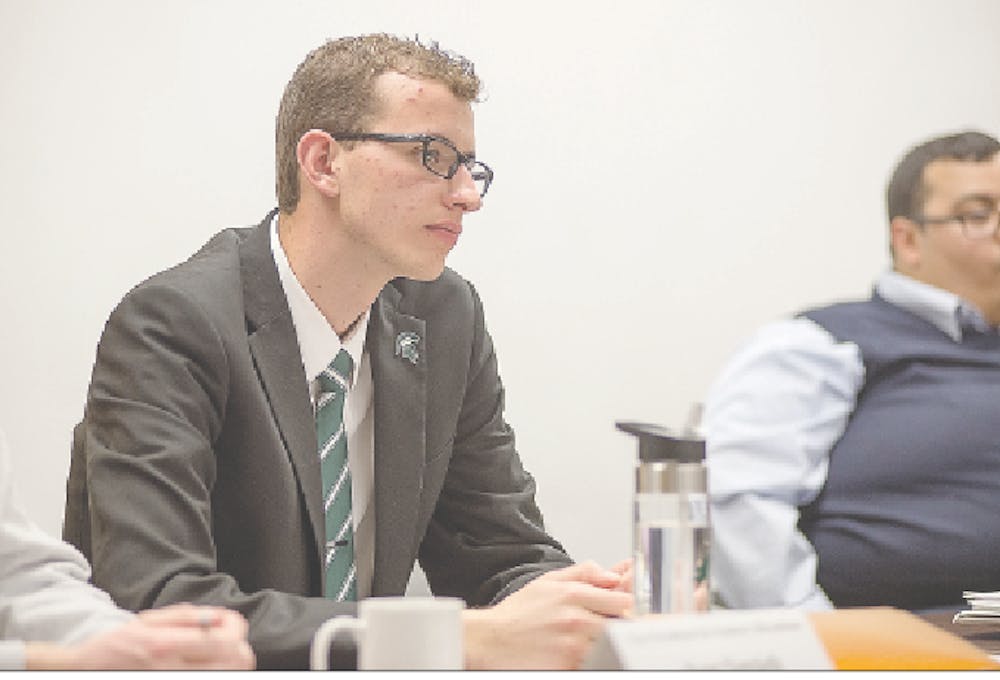 <p>International relations sophomore Lorenzo Santavicca listens to the general assembly April 20, 2016&nbsp;at Student Services Building. Photo: Sundeep Dhanjal</p>
