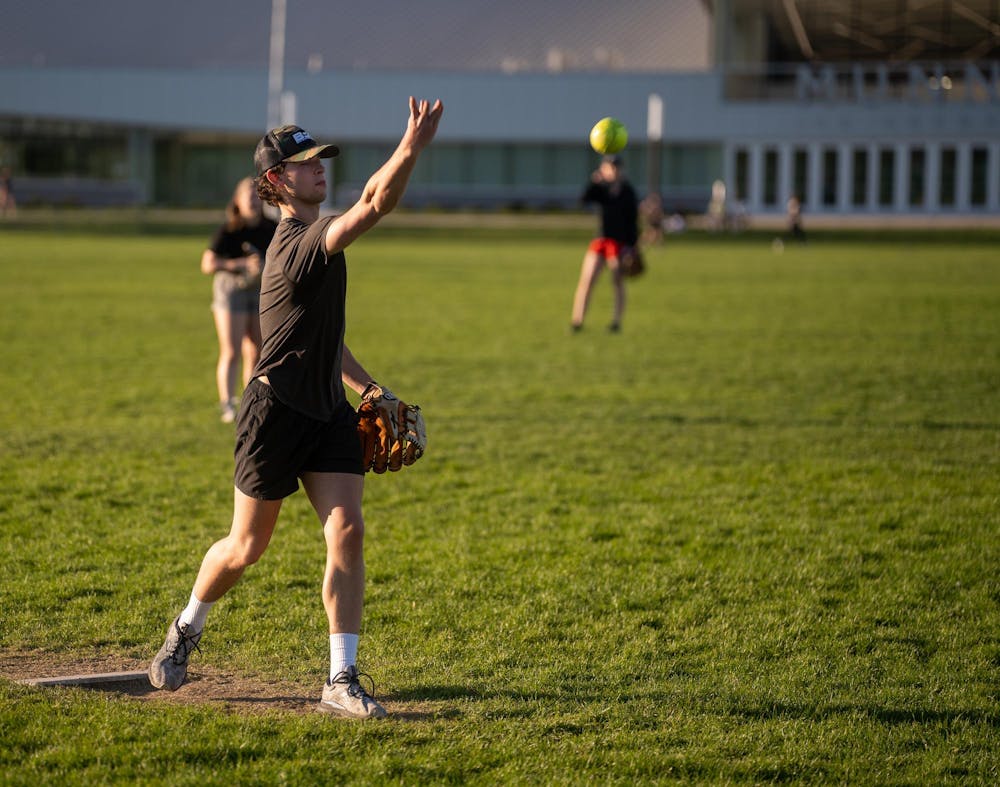 <p>Michigan State University’s Intramural Coed softball league plays a game on April 15, 2024, at the Munn Field. </p>