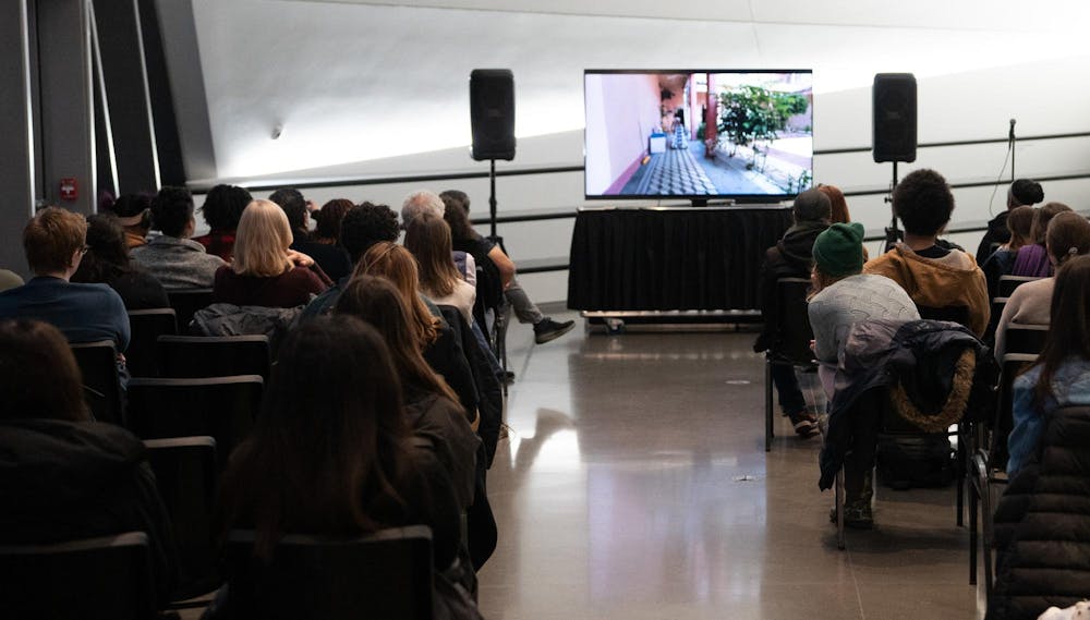 The audience engaging with Latinx film during the 2026 MSU Latinx Film Festival at the Broad Art Museum in East Lansing, on Feb. 20th, 2026.