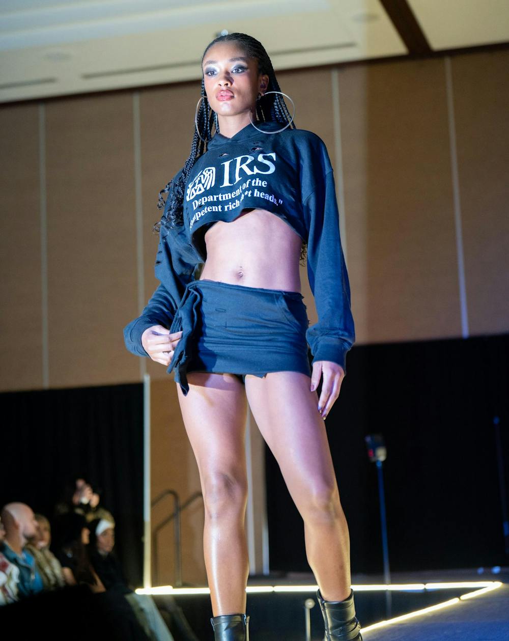 Adena Norwood poses during N Crowd magazine’s fall fashion show at The Lansing Center on Dec. 8, 2024. N Crowd, a fashion magazine and non-profit organization for creatives at MSU, holds a fashion show every semester.
