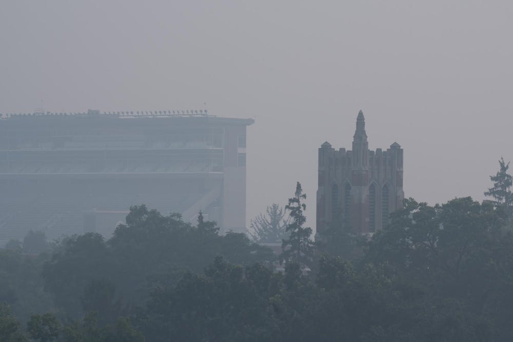 <p>Smoke from Canada wildfires besets upon East Lansing, Mich., on July 16, 2026.</p>