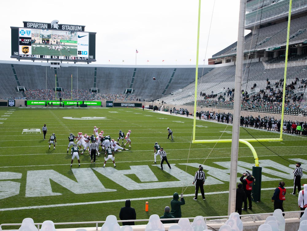 <p>Indiana University kicker Charles Campbell (93) makes a field goal during a football game against Michigan State at Spartan Stadium on Nov. 14, 2020.</p>
