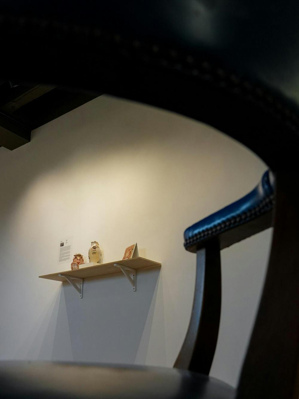 <p>Three art pieces sit on a shelf in the Lasting Impressions Art Gallery in the MSU Union in East Lansing, Mich., on Tuesday, Sept. 8, 2026.</p>