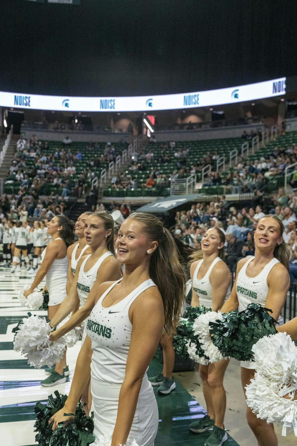 MSU cheer team at the Breslin Center during the MSU v Pennstate Volleyball game In East Lansing, MI on Sunday Sep. 27th, 2026
