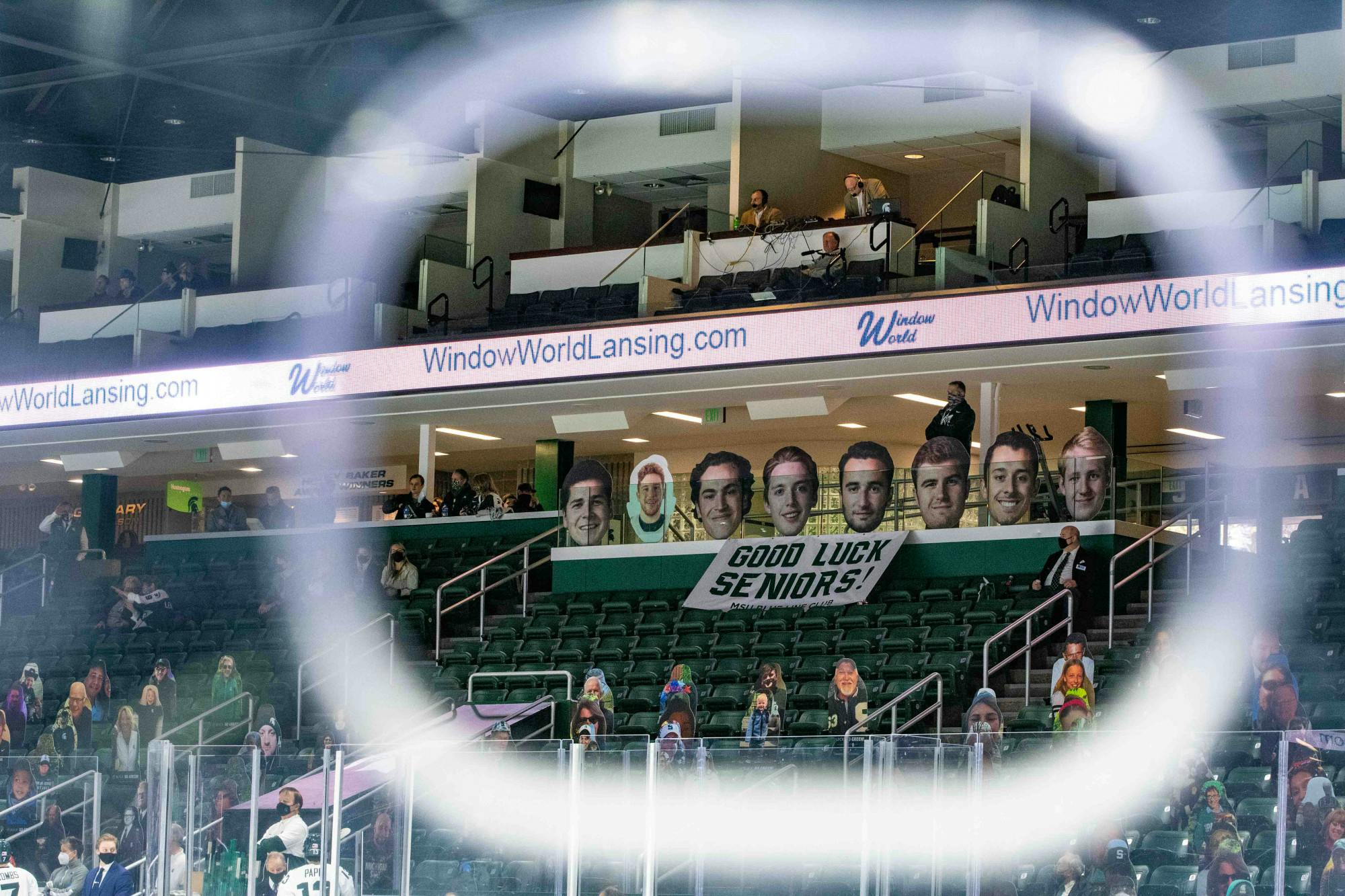 It was senior night for the Spartans at Munn Ice Arena, which left the attendees and players with tears in their eyes. The Fighting Irish shutout the Spartans 2-0 on Feb. 27, 2021.