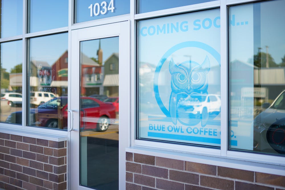 The front of Blue Owl Coffee's location on Trowbridge Road in East Lansing on Sept. 13, 2023. This Blue Owl Coffee location will be the closest to Michigan State University's campus once the Ann Street location closes.