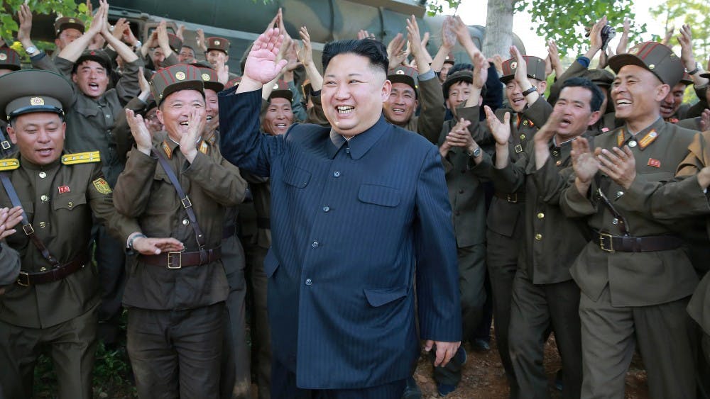 Undated photo from North Korean News Agency shows North Korean leader Kim Jong-un visiting a Korean People's Army unit, in an undisclosed location, North Korea. Photo released August 2017. (Balkis Press/Abaca Press/TNS)