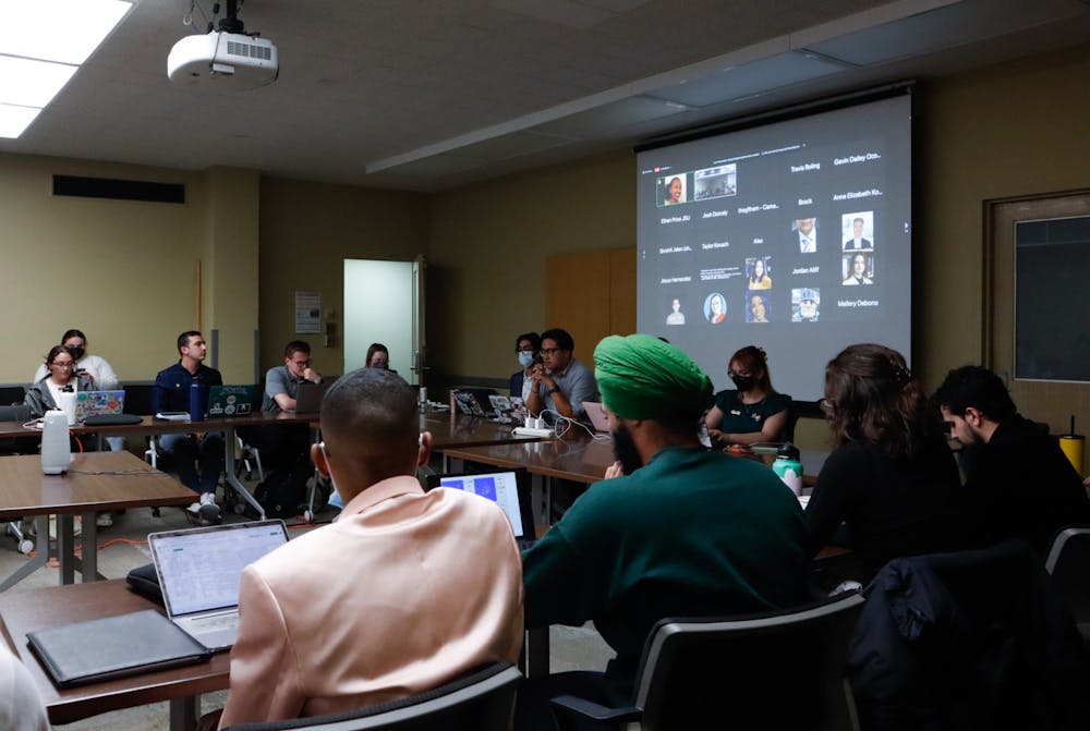 <p>ASMSU members via zoom join in on the discussion of the future budget. The ASMSU Elections were held in the Student Services Building Conference Room, on April 20, 2022, with Michigan State Junior Jordan Kovach becoming the next ASMSU President.</p>