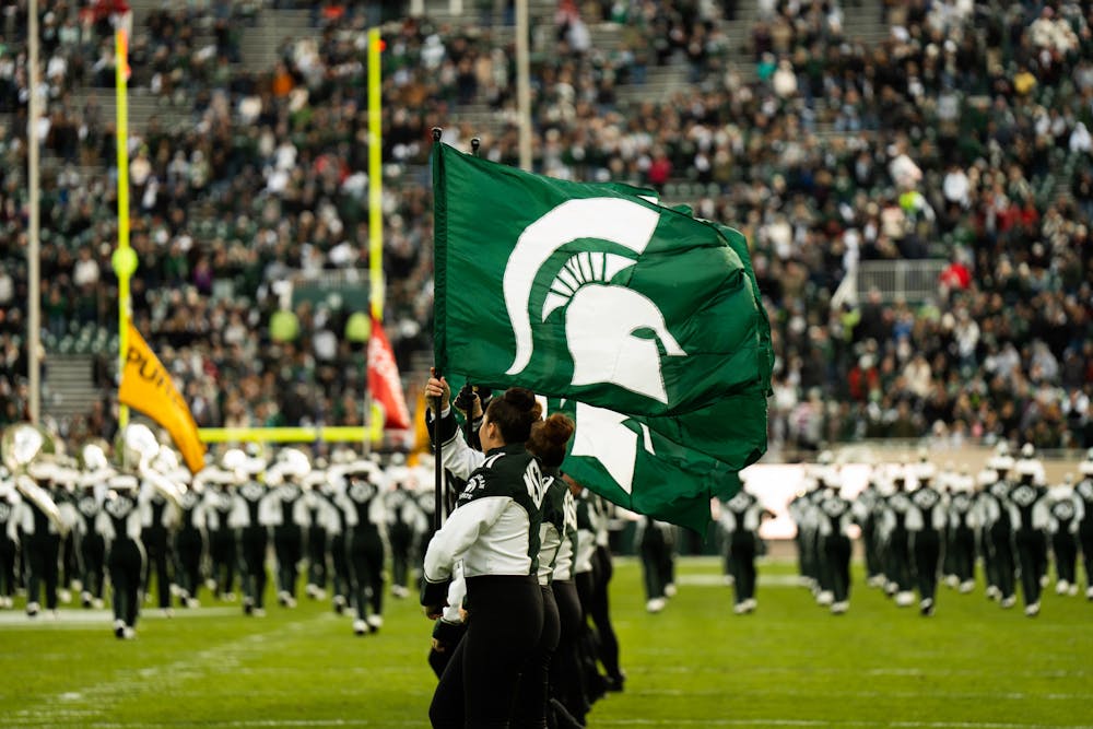 <p>MSU Marching Band performing at the stadium. The Spartans took victory over the Badgers 34-28 held at the Spartan Stadium held on October 15, 2022.</p><p></p><p></p><p></p>
