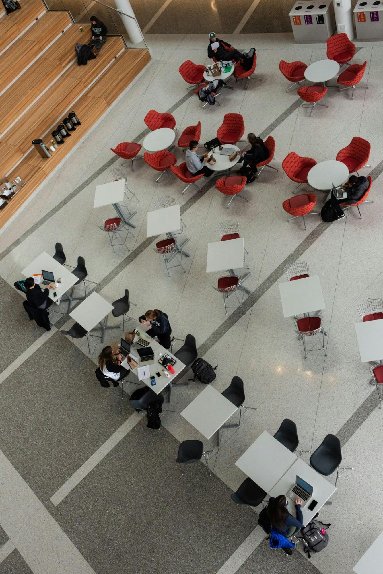 <p>Students continue to study in the Eppley Center after MSU released an email notifying students that administration canceled classes after noon on March 11, 2020.</p>