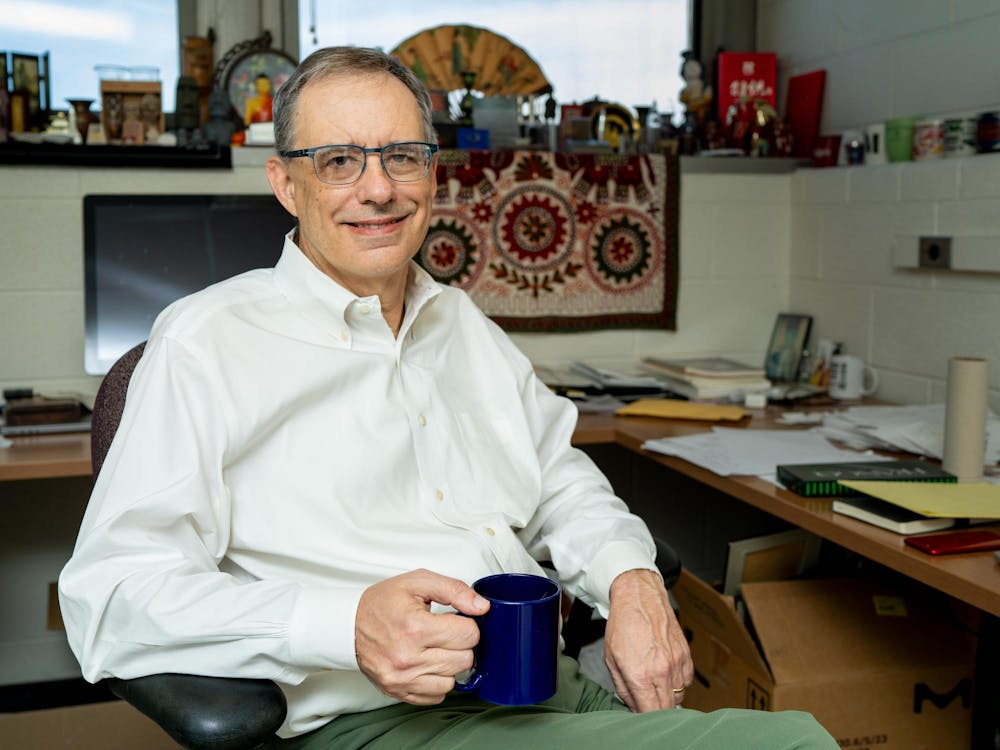 <p>Rob Maleczka, a chemistry professor, poses for a portrait in the Chemistry Building on campus in East Lansing, Mich., on Monday, April 27, 2026.</p>