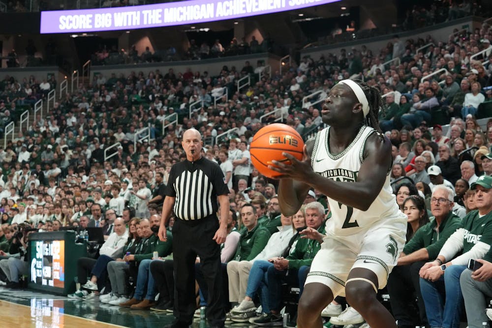 Michigan State sophomore guard Kur Teng (2) shoots the ball against UCLA at the Breslin Center in East Lansing, Michigan, on Tuesday, Feb. 17, 2026.