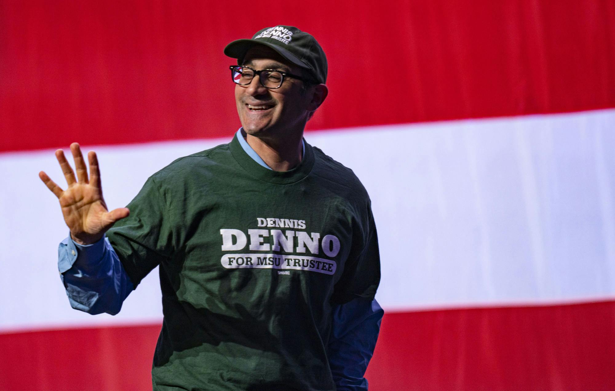 <p>Michigan State University Board of Trustees candidate Dennis Denno at the 2022 State Endorsement Convention for the Michigan Democratic Party at the TCF Convention Center. - April 9, 2022</p>