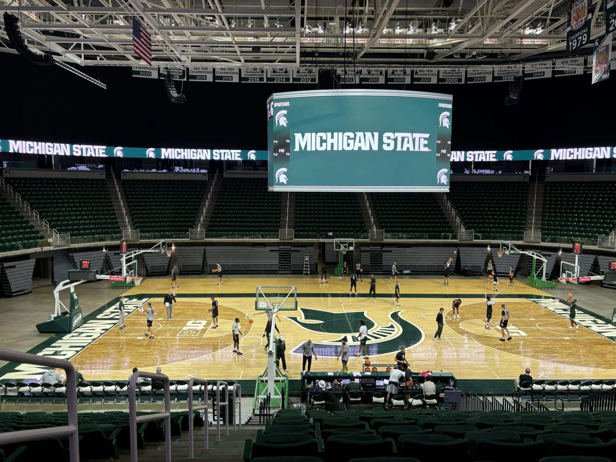 MSU men's basketball running a drill during practice on August 6, 2024.