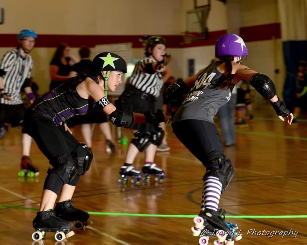 <p>The East Lansing Mitten Mavens are a women's roller derby group based in East Lansing. Photo courtesy of East Lansing Roller Derby.&nbsp;</p>