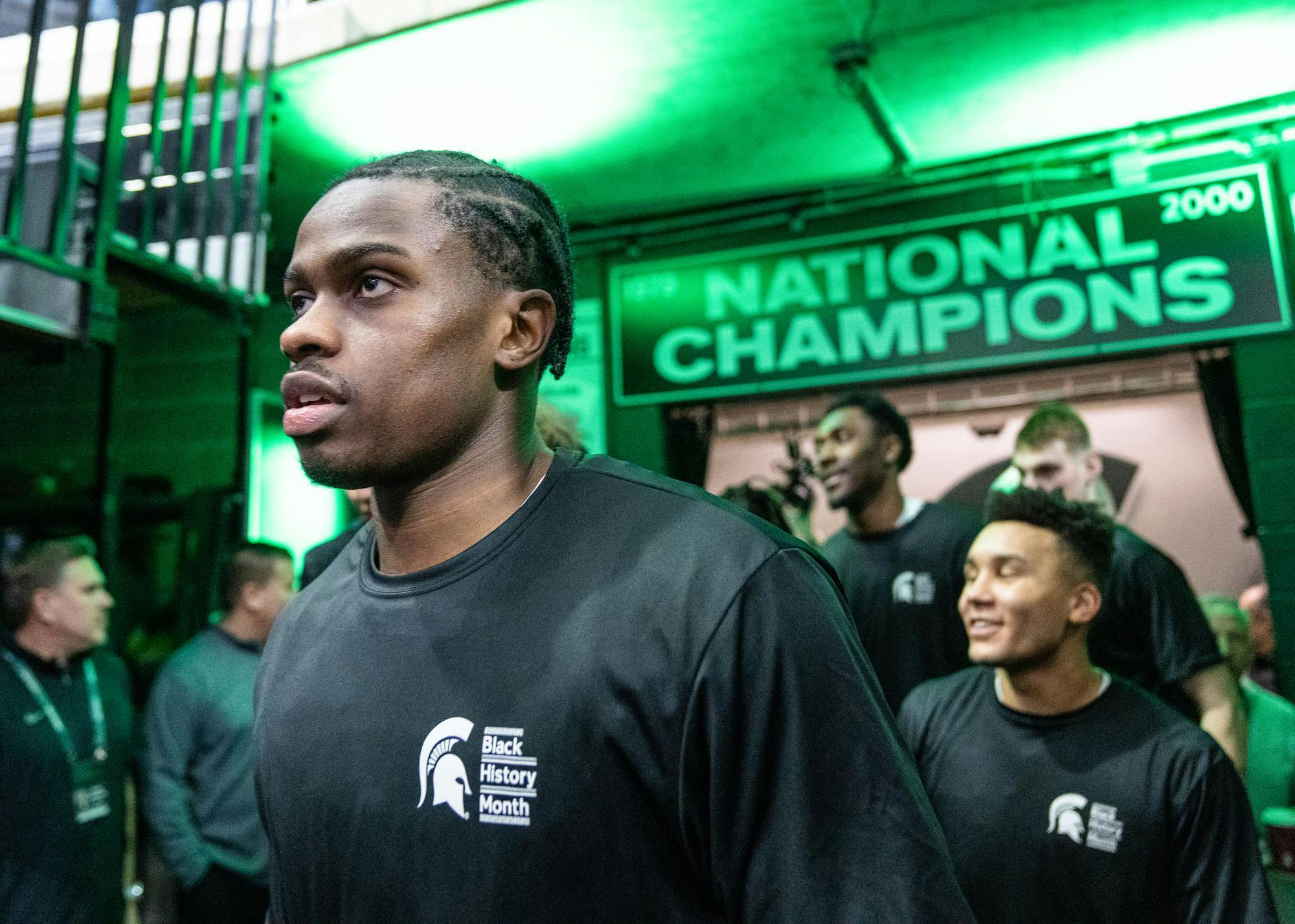 <p>The Michigan State men's basketball team runs out of the tunnel prior to their matchup against Oregon at the Breslin Center on Feb. 8, 2025. The Spartans won 88-74, leaving head coach Tom Izzo tying Bob Knight’s Big Ten win record.</p>