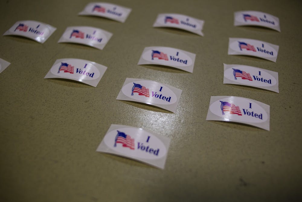 “I Voted” stickers at Hannah Community Center on Nov. 5, 2019. 