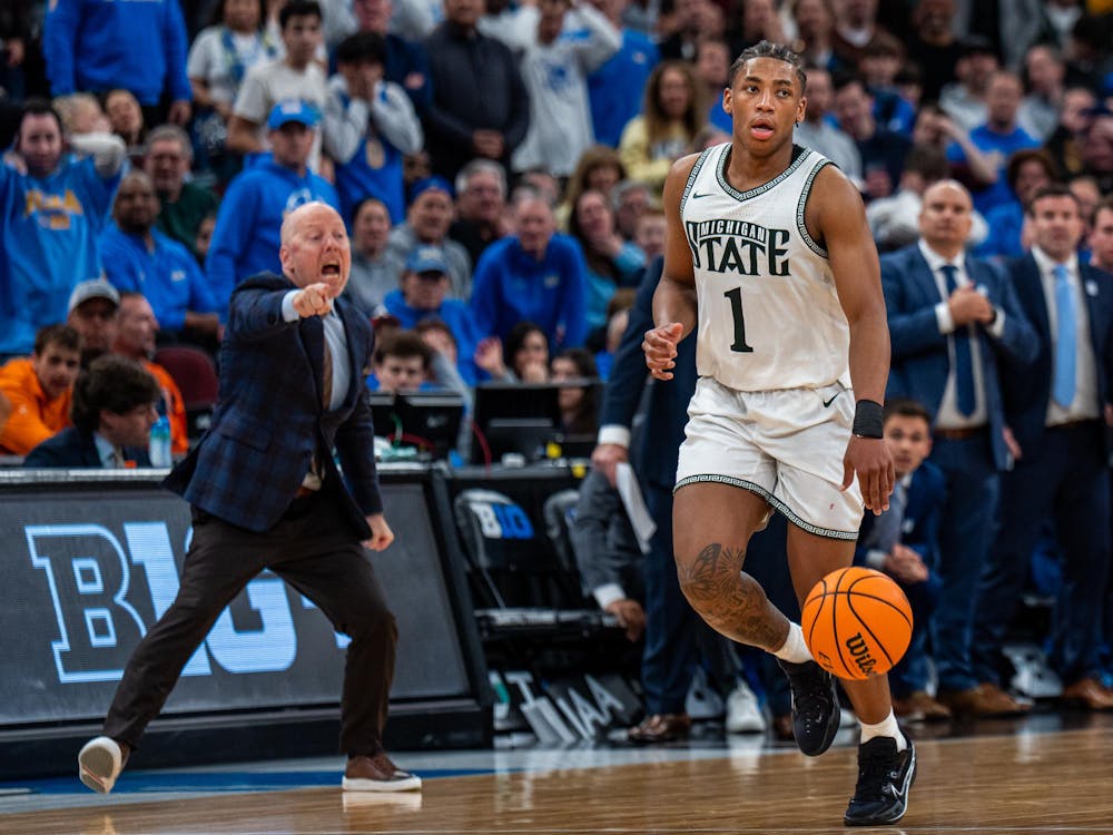 The Michigan State Spartans face off against the UCLA Bruins inside the United Center in Chicago, Illinois, on Friday, March 13, 2026. MSU lost to UCLA in Game 14 of the Big Ten Basketball Tournament, 88-84. 