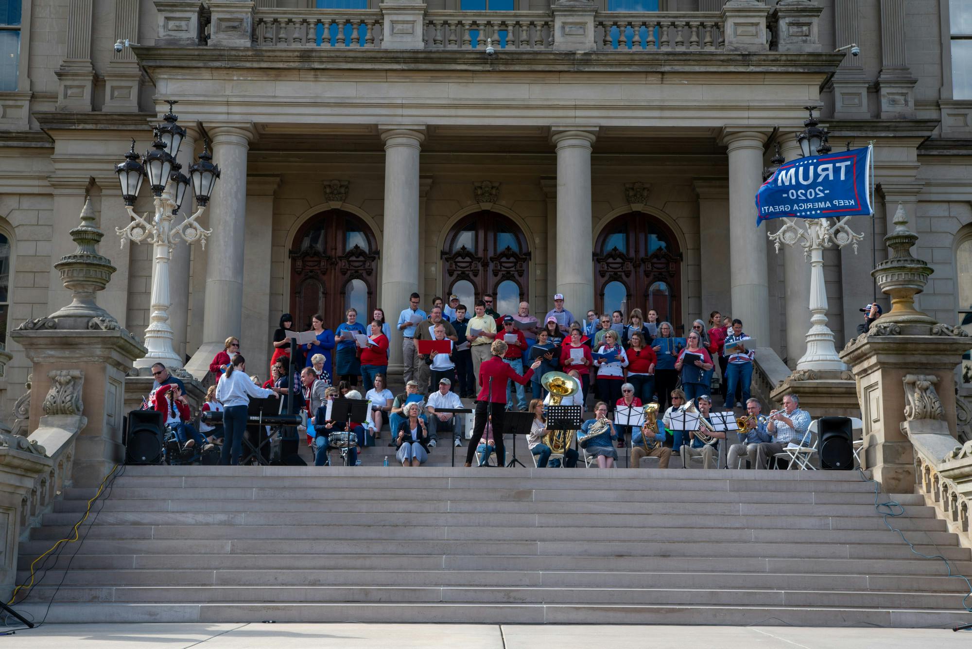 <p>Stand Up church&#x27;s children&#x27;s choir singing &quot;Amazing Grace&quot; at Stand Up Michigan freedom rally on Thursday, Oct. 8, 2020. (Di&#x27;Amond Moore) </p>