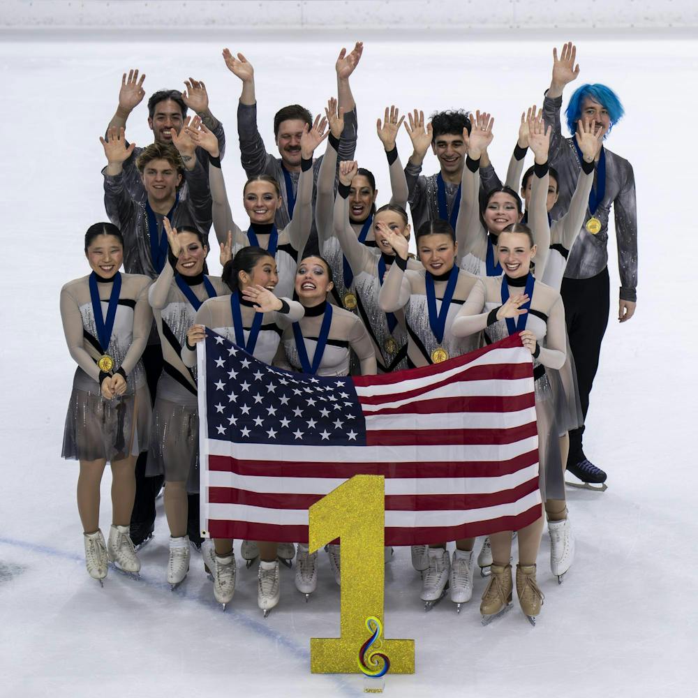 Forte of Boston, a U.S. team, wins first place for the Nations and Gold Cup for the Theater on Ice 2026 competition in the Munn Ice Arena in East Lansing, Mich., on April 26, 2026. 