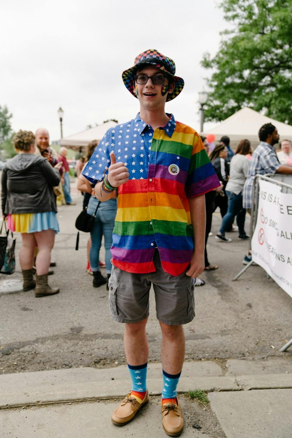 <p>Hunter Jones, a junior at the time at MSU studying nursing, attends Pride in Old Town on Saturday, June 15, 2019.</p>
