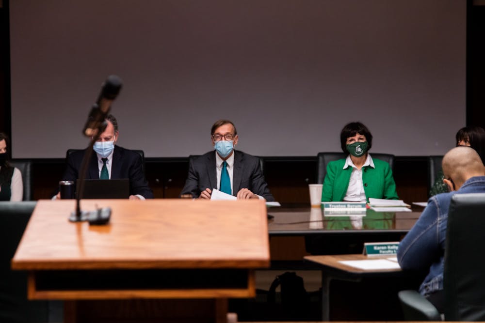 <p>Students, staff and alumni raised concerns on MSU Swim and Dive, Office of Institutional Equity and the university firearm policy during the public participation section of the Board of Trustees meeting on Friday, Dec. 17, 2021.</p>